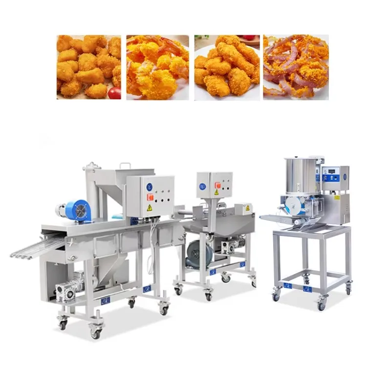 Customized Automatic 100mm Hamburger Patty Forming Coating Breading Production Line Stainless Steel Fast Food High Efficiency