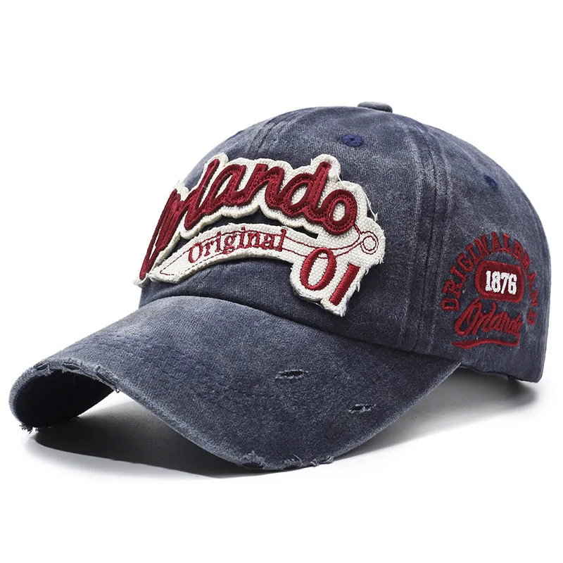 American-style retro distressed baseball cap, washed with holes, visor cap that makes the face look smaller
