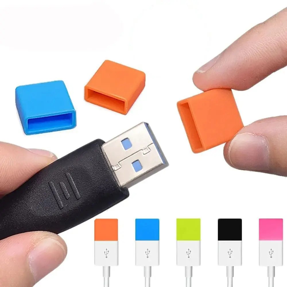 USB Male Dust Cover Solid Color Silicone Protective Cover Transfer Data Cord Line USB Male Protector Lid Electrical Accessories