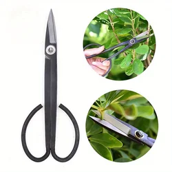 1 Piece of Black Gardening Scissors for Pruning Tree Branches and Plants, Long Handled Scissors for Bonsai Tools