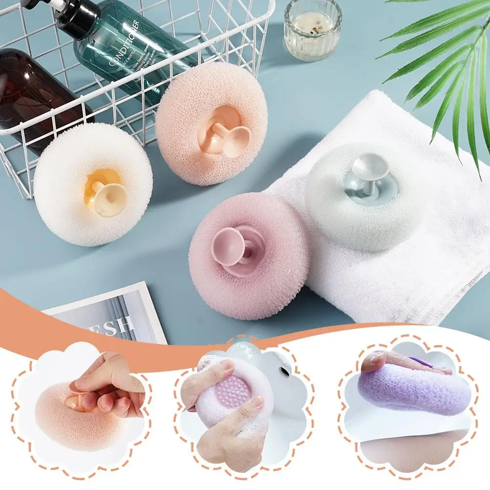 Round Sunflower Shower Ball Super Soft Massage Bath Ball with Suction Cup Brush Massage Exfoliate Body Skin Scrubbing Shower