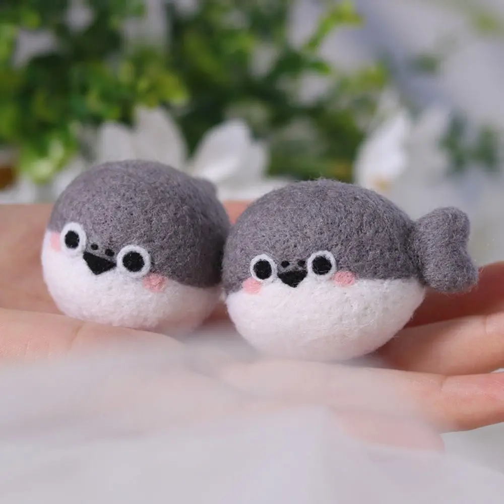 New Cute Poke Wool Felt Handmade Cartoon DIY Beginner Material Kit Chubby Capybara Gray Fish Gift Pendant Plush Toys