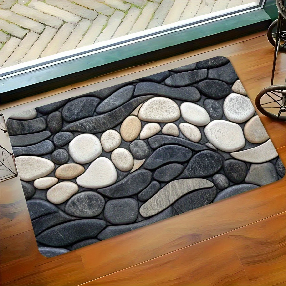 Alfombra de baño de guijarros VIKAMA, absorbente, antideslizante, cuarto de ducha de secado rápido, alfombra para puerta de baño, decoración del hogar