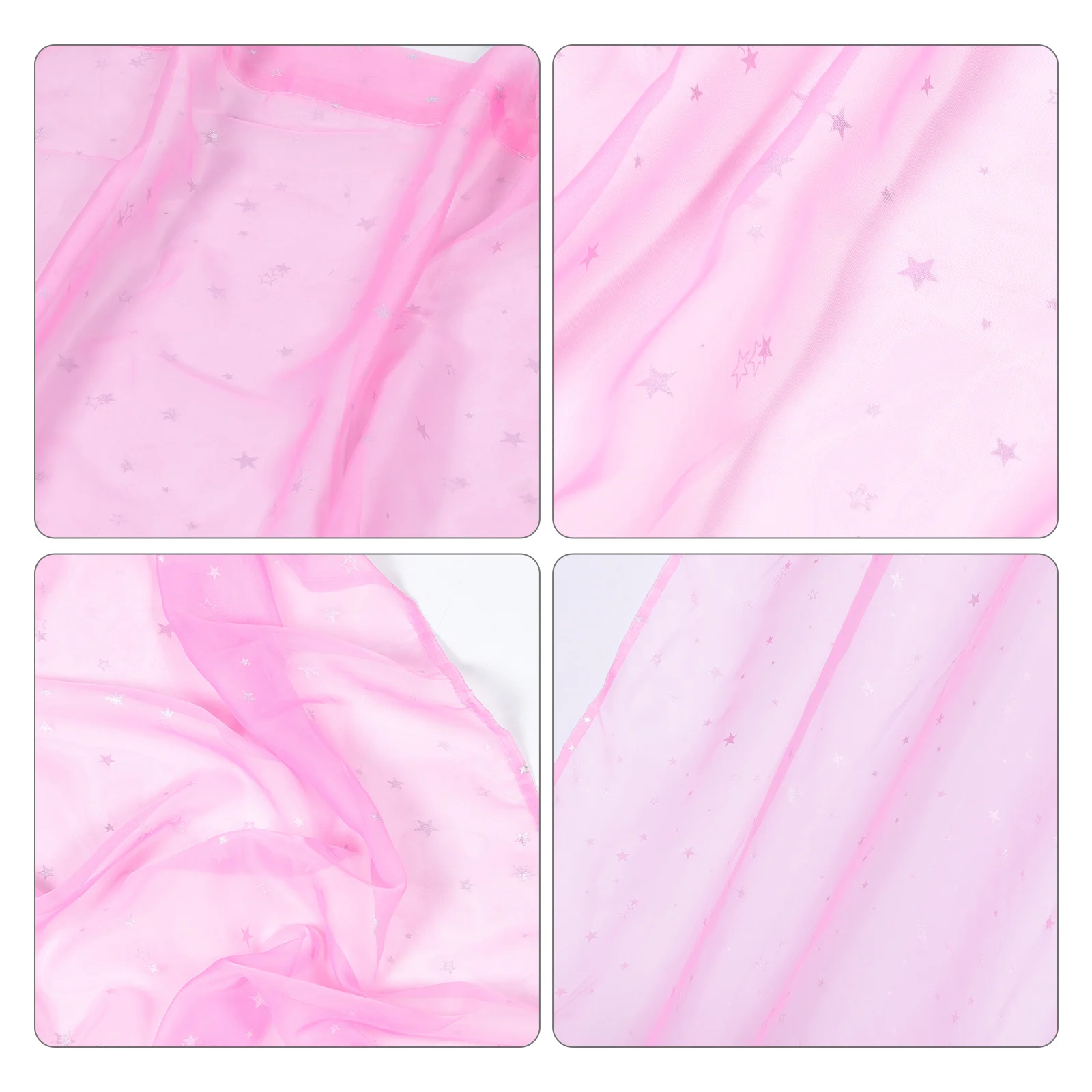 

Pink 100x200cm Silver Star Foil Sheer Curtains Romantic Window Screening Sheer Curtains Star Pattern for Kids Bedroom