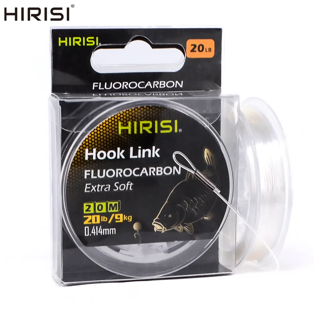 Hirisi 20m Carp Fishing Super Stiff Fluorocarbon Hooklink Fishing Line for Carp Chod Rig 15lb 20lb 27lb 32lb Clear