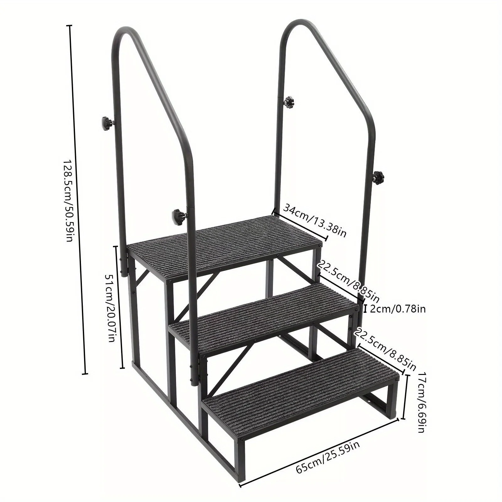 Lightweight RV Step Ladder - Folding w/Safety Rail for Campers & Trailers | Slip-Resistant & Effortless Carry