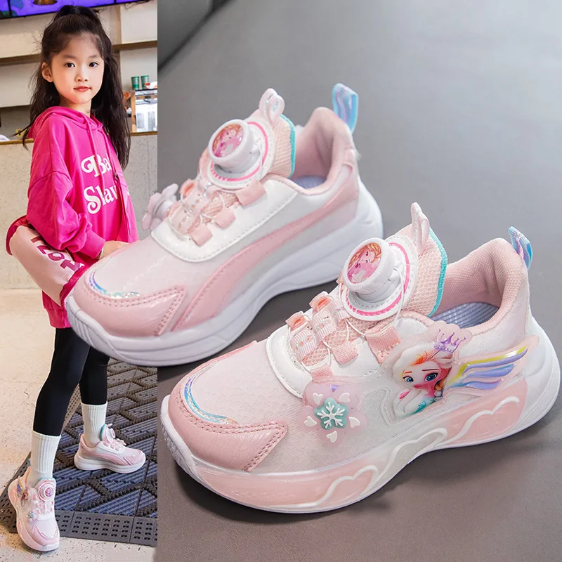أحذية رياضية إلسا للأطفال، أحذية شبكية كرتونية للفتيات ملابس مدرسية متماسكة وصلت حديثًا للربيع