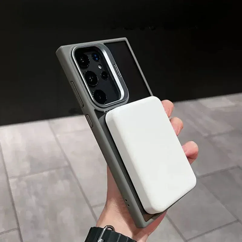 شحن لاسلكي مغناطيسي مقاوم للصدمات لهاتف Magsafe حافظة شفافة لهاتف سامسونج جالاكسي S25 S24 Ultra S22 Plus S23 FE