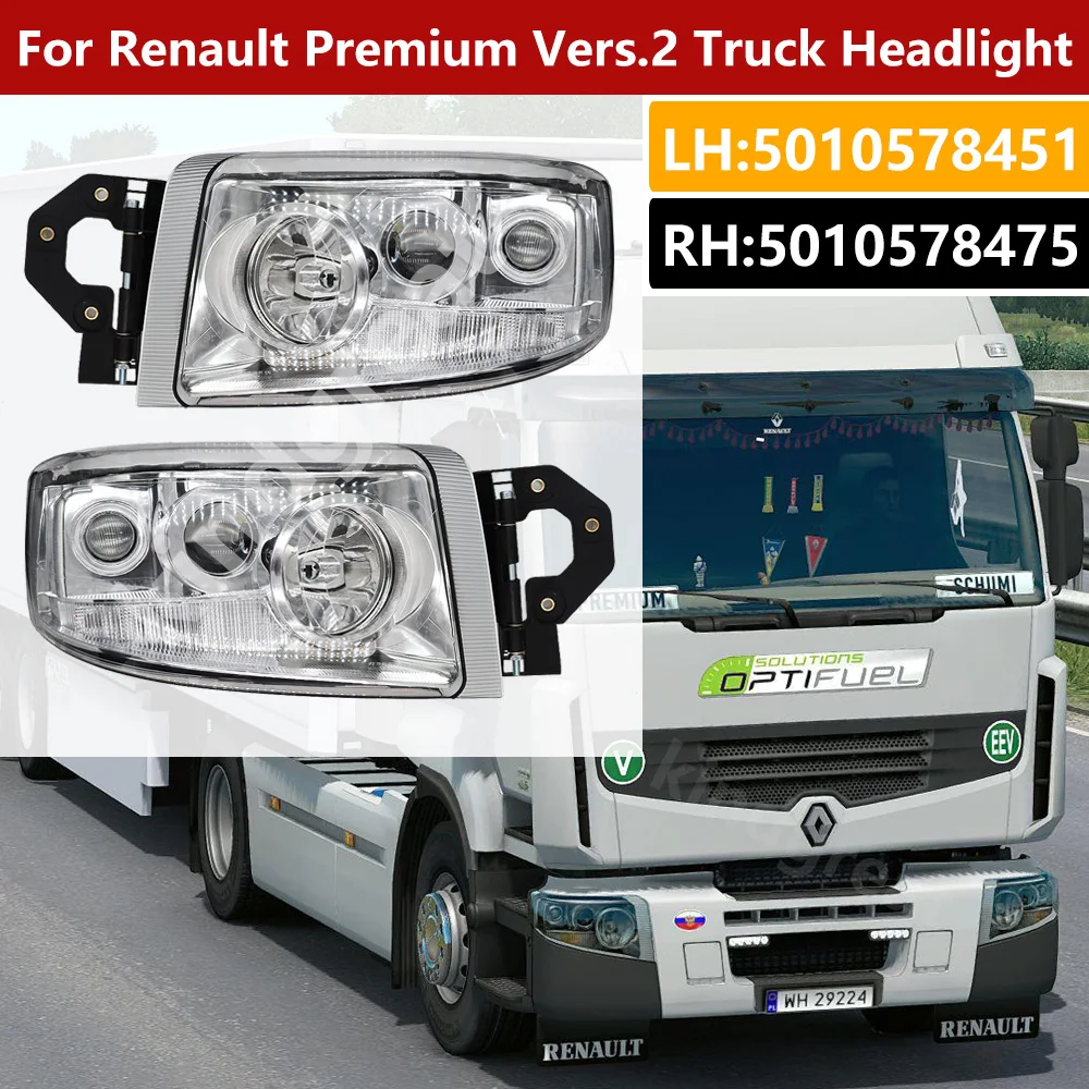 24V for Renault Premium Vers.2 5010578451 5010578475 European Truck Headlight Head Lamp  Body Parts