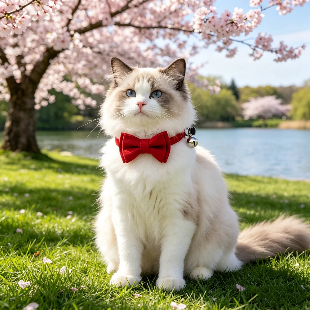 SucadoPet Katzenhalsband mit Roter Fliege Schnellverschluss Valentinstag Hochzeit Party Breakaway Katzenhalsband Schleifendesign Haustierzubehör – Detail 6