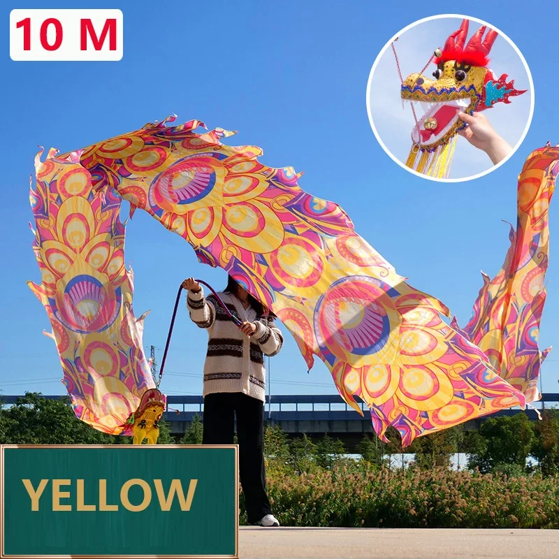 3D Leading Fitness Dragon Dance 8/10M Dancing Colorful Peacock Pattern Ribbon Holiday Gift Outdoor Fitness Toys Wu Long