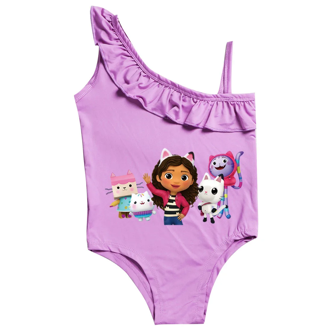 Gabby\'s Dollhouse Swimwear Kids One Piece Swiming Outifts Baby Girls Gabby Cats Swimsuits Children Bathing Suits Bodysuit & Cap