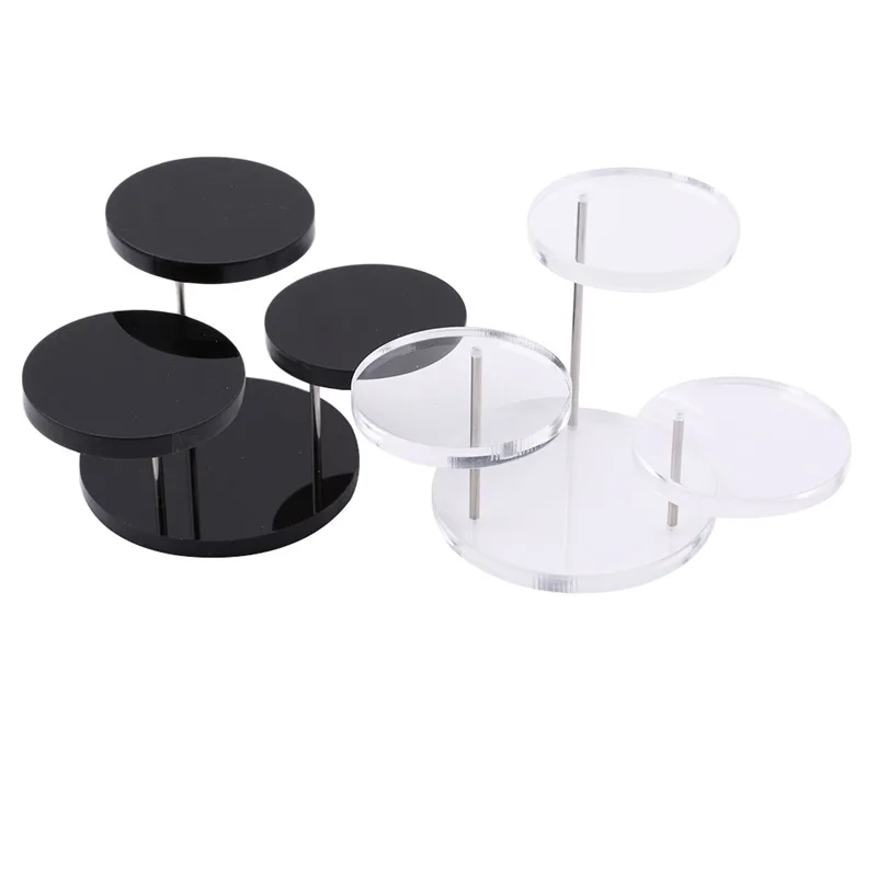 3-Layer Rotating Jewelry Display Stand, Clear/Black Acrylic Organizer with Metal Rods for Earrings Necklace Bracelet, 360° View