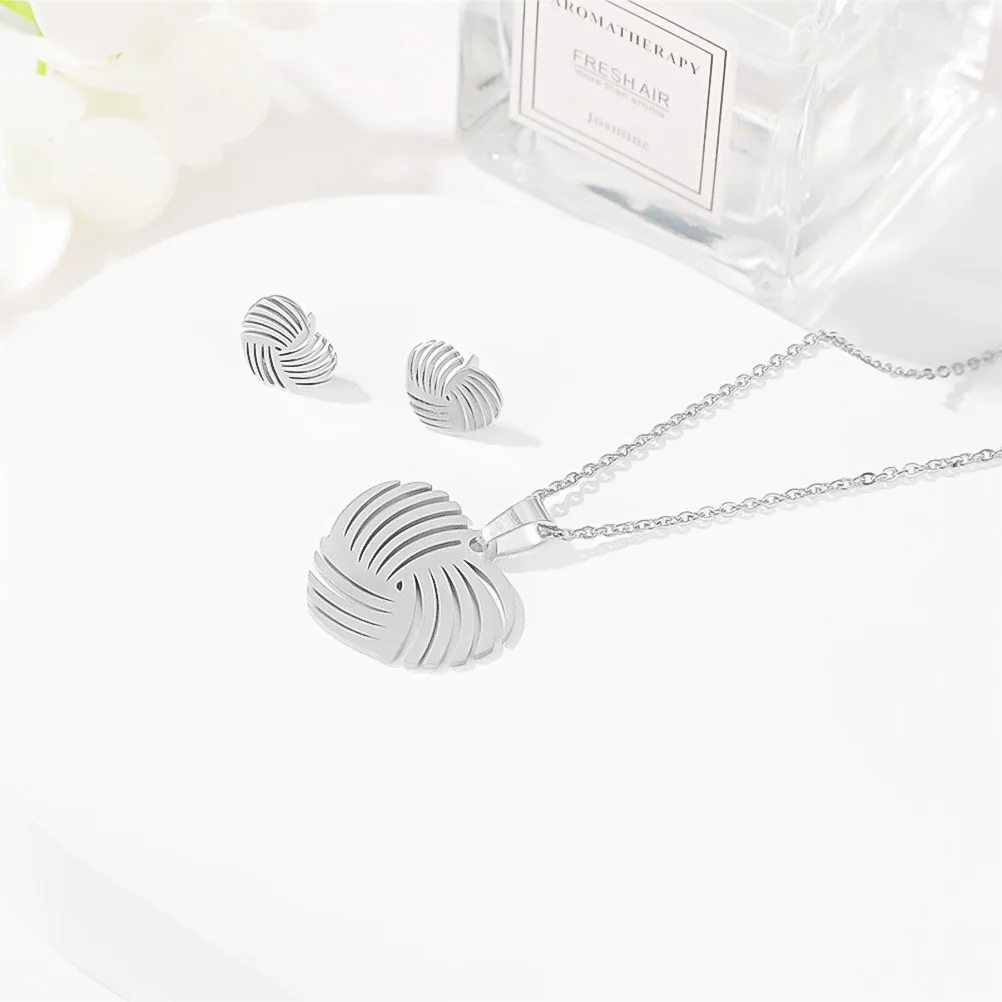 

Trendy Stainless Steel Necklace Earrings Heart Woman Jewelry for Women Hoop