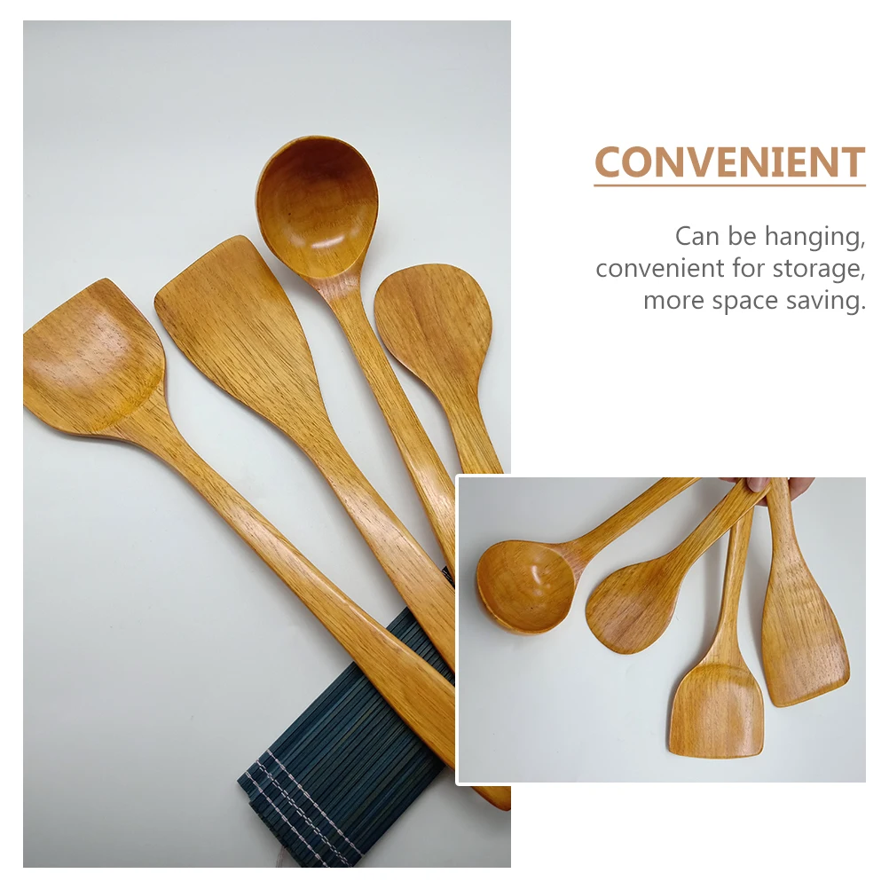 Wooden Spatula Set Natural Wood Thick H Kitchen Tools Baking Utensils Heat Insulation Eco Friendly Storage Saving Cookware