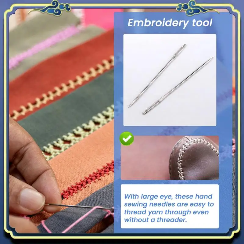 Latest 30Pcs 5.2 Cm Large-Eye Stitching Needles Hand Sewing Needles For Leather Projects With Clear Bottle