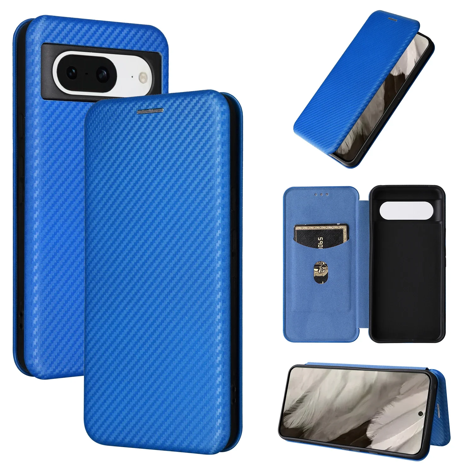 Magnet karten Solt Wallet Ledertasche für Google Pixel 8 Pro 6 7 7a 4a 5a Kohle faser ultra dünne Tasche Tasche Tasche Flip Cover