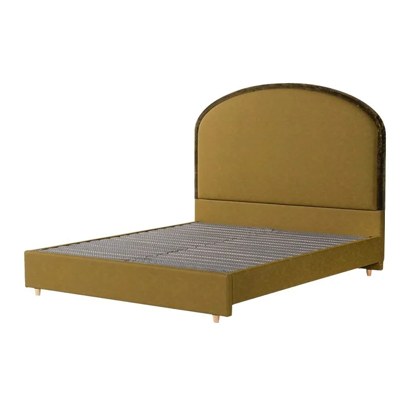 

French retro fabric light luxury modern master bedroom mozabi cream wind storage double soft bag bed