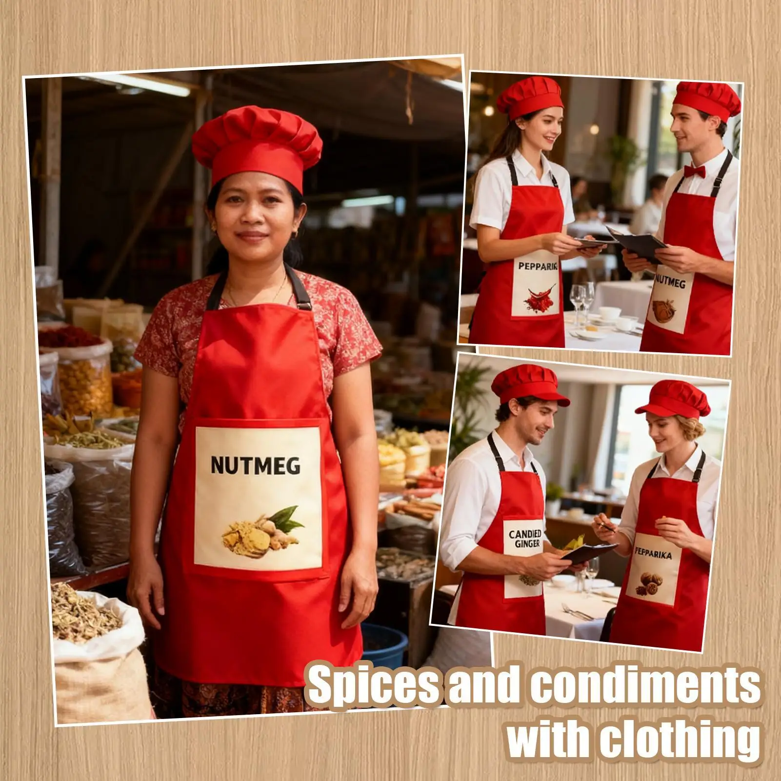 

Фартуки с приправами на Хэллоуин, 6, комплект, регулируемая группа, одинаковый костюм для косплея, костюм с приправами, набор шляп для вечеринок, мероприятий, ролевых игр