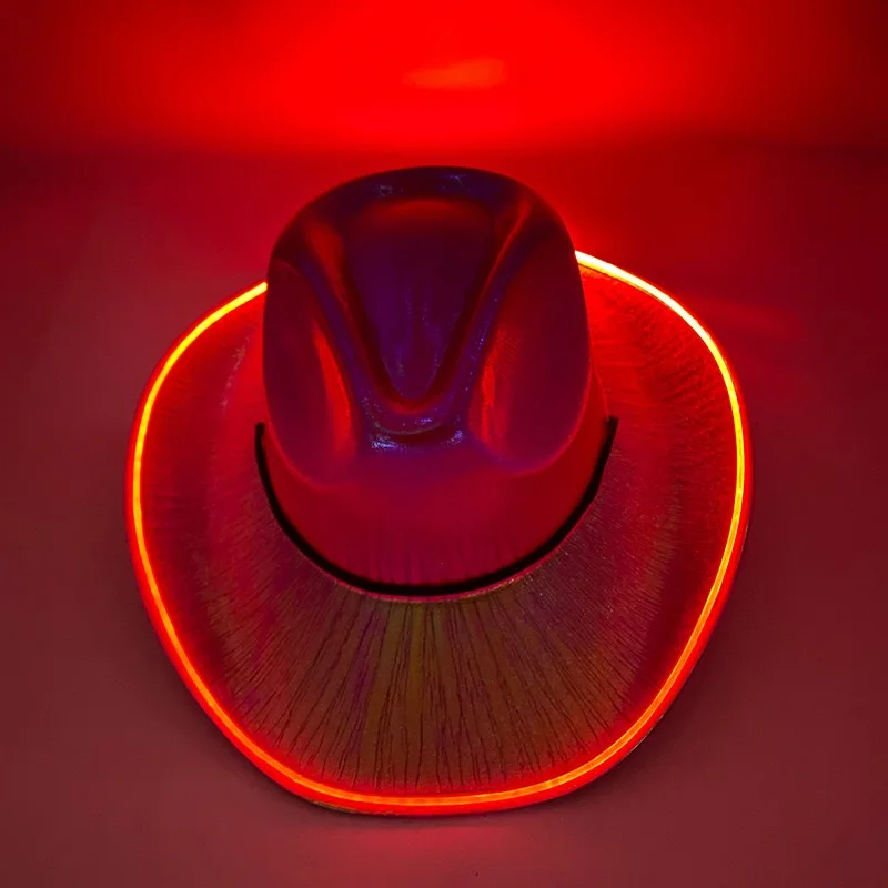 Bride Pearlescent Neon LED Luminous Cowboy Hat Sequins Western Halloween Cosplay Party Cowgirl Hat Unisex