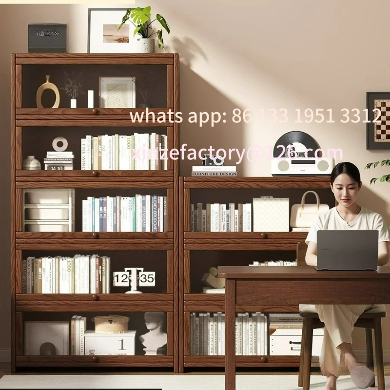 

Customizable Bookshelf Floor-to-ceiling storage Locker Wall storage Household solid wood with door Dust-proof