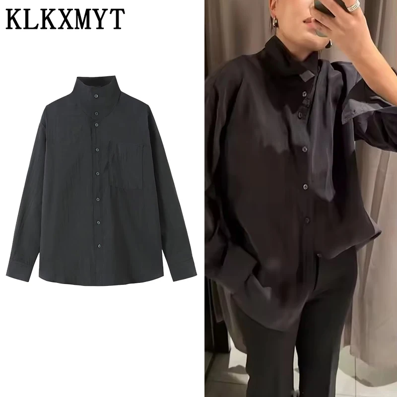 Chic Fashion Simple Style Shirts for Women 2026 New Long Sleeve Stand Collar Women's Casual Loose Shirt And Blouse Woman Tops ﻿