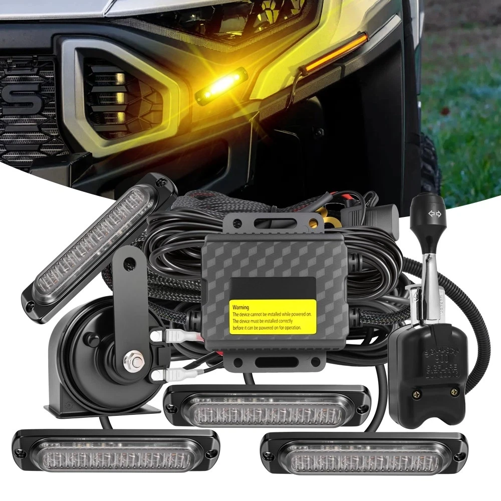 UTV Turn Signal Light Kit Blinker Street Legal w/ Horn Toggle Switch for Polaris Ranger, General, RZR For Can-Am, Kawasaki