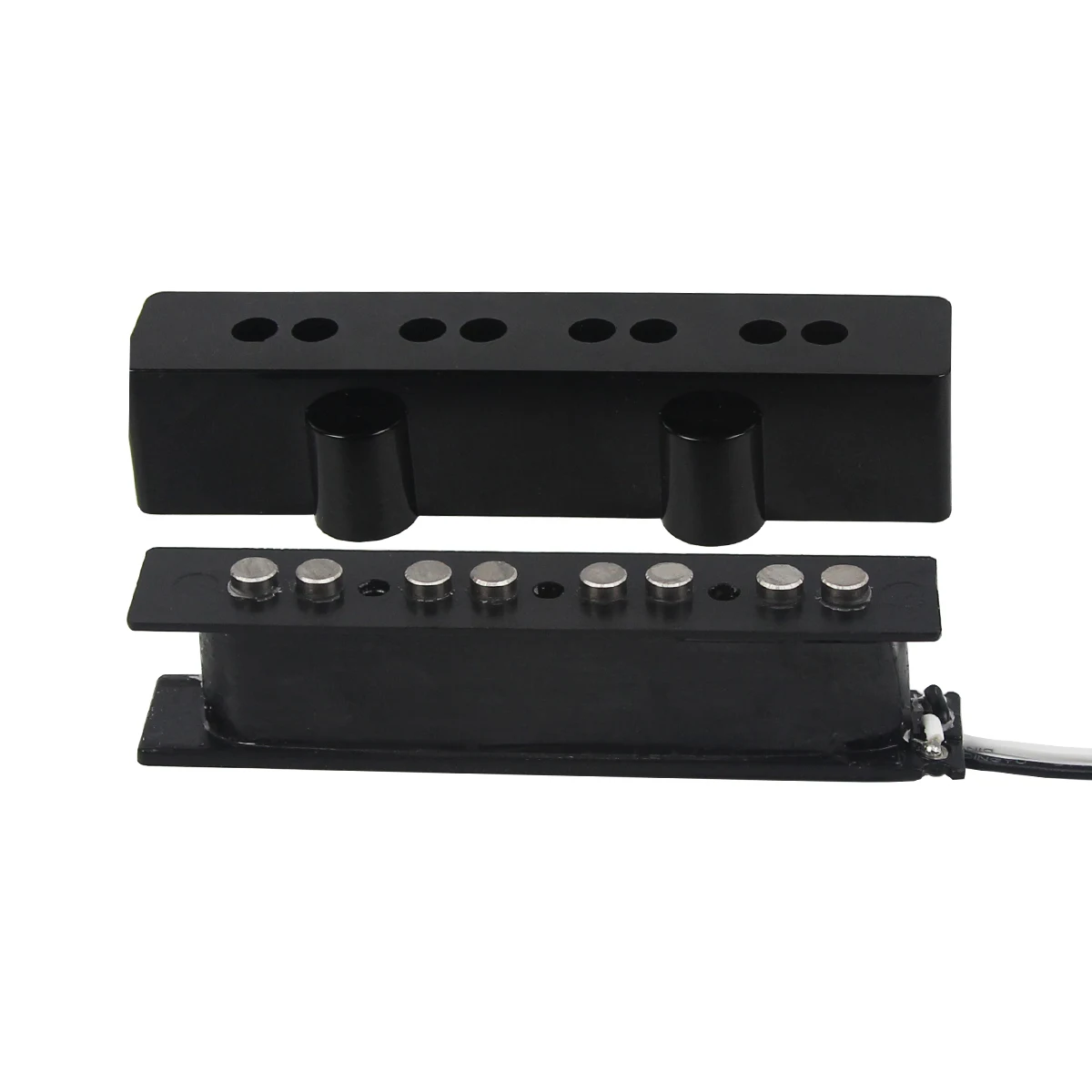 FLEOR Set aus Vintage Alnico 5 JB Bass Pickup Open Style Bridge Neck Pickup Set Schwarz ABS Spule