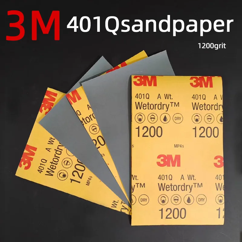 3M 401Q Sandpaper 139mm*228mm 1200 Mesh Silicon Carbide  Grinding Car Polishing Paint Primer Coating Abrasive