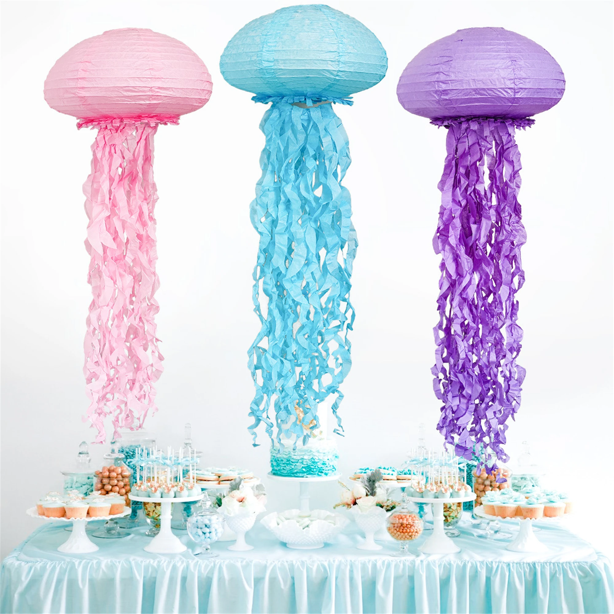 

Mermaid Jellyfish Paper Lanterns with tassel- Little Mermaid Theme party-Mermaid Birthday Party, Under The Sea Party-Mermaid Bab