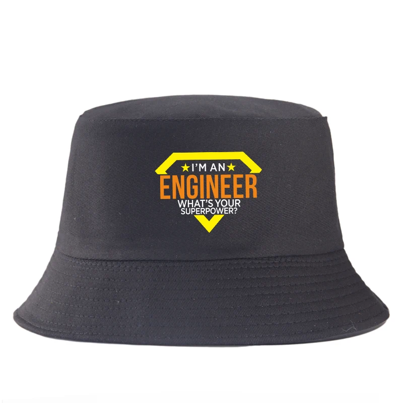 Funny Engineer Bucket Hat Summer Cotton Sun Cap Gift for Men Women Chapeau Ingénieur Fisherman Cap Casquette Bob De Pêche Print