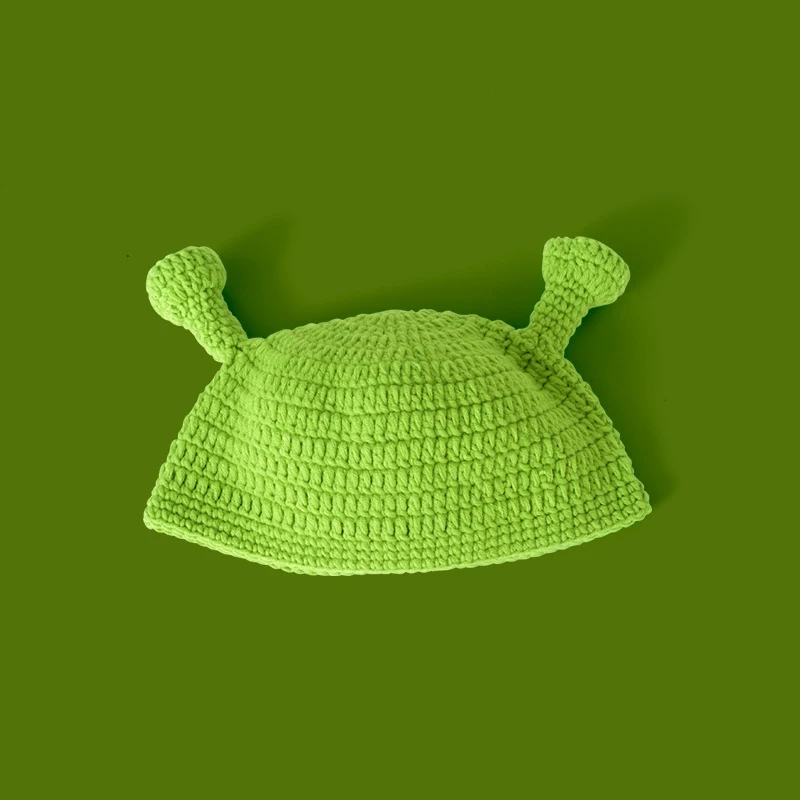 Śmieszne akcesoria do włosów Shrek zielone uszy kapelusz potwór stroik Hairband dzianiny wełny opaska z kapeluszem Party Dress Unisex