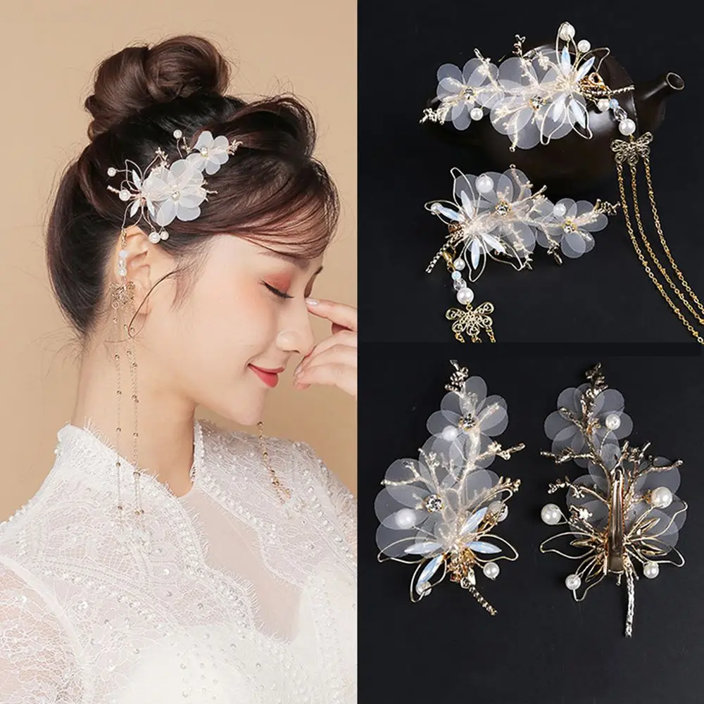 Chinese HANFU Traditional Classical Style Tassel Hairpin Hair Accessories Elegant Wedding Classical Dragonfly Butterfly Headwear