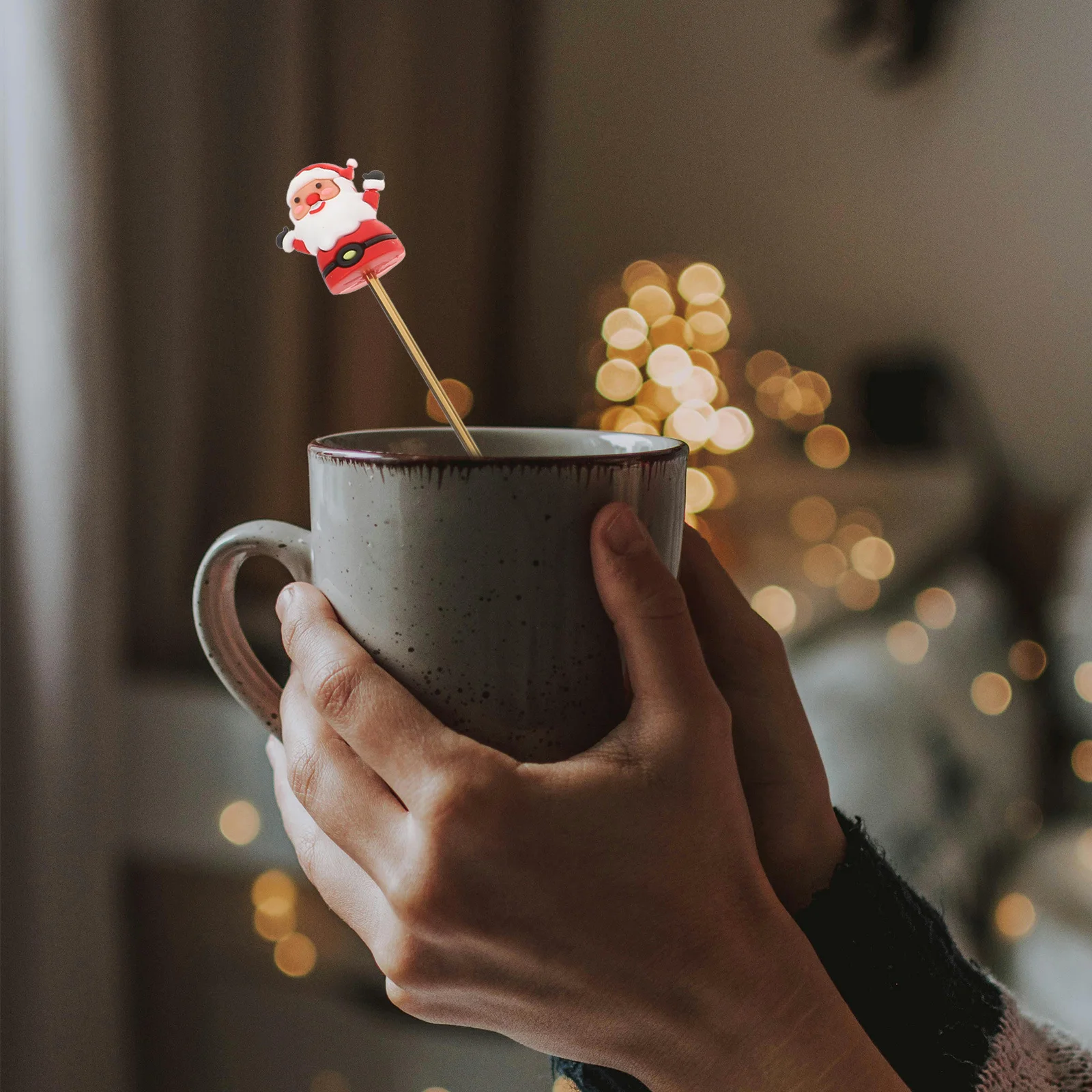 

6pcs Reusable Stainless Steel Christmas Stirring Rods Multi-Function Drink Mixers For Coffee Milk Tea Cocktails Bar Party