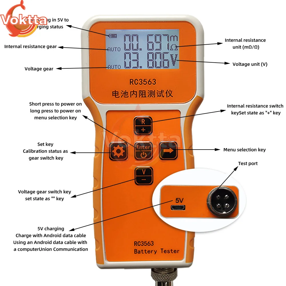 RC3563 18650 Battery Voltage Internal Resistance Tester High-precision Internal Resistance Detector Battery Tester Analyzer