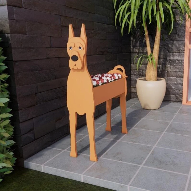 Imagem -03 - Pvc Jardim Vaso de Flor Forma do Cão Plantador Schnauzer Buldogue Poodle Corgi Yorkshire Faça Você Mesmo Decoração Home