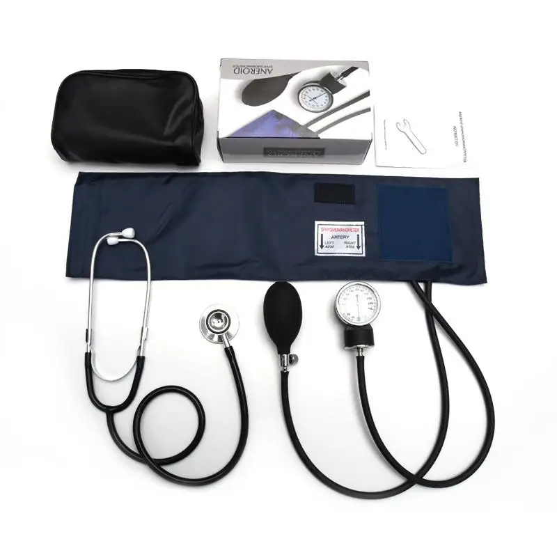 1 Set Medical Grade Aneroid Sphygmomanometer with Stethoscope Portable Blood Pressure Monitor for Home Daily Use