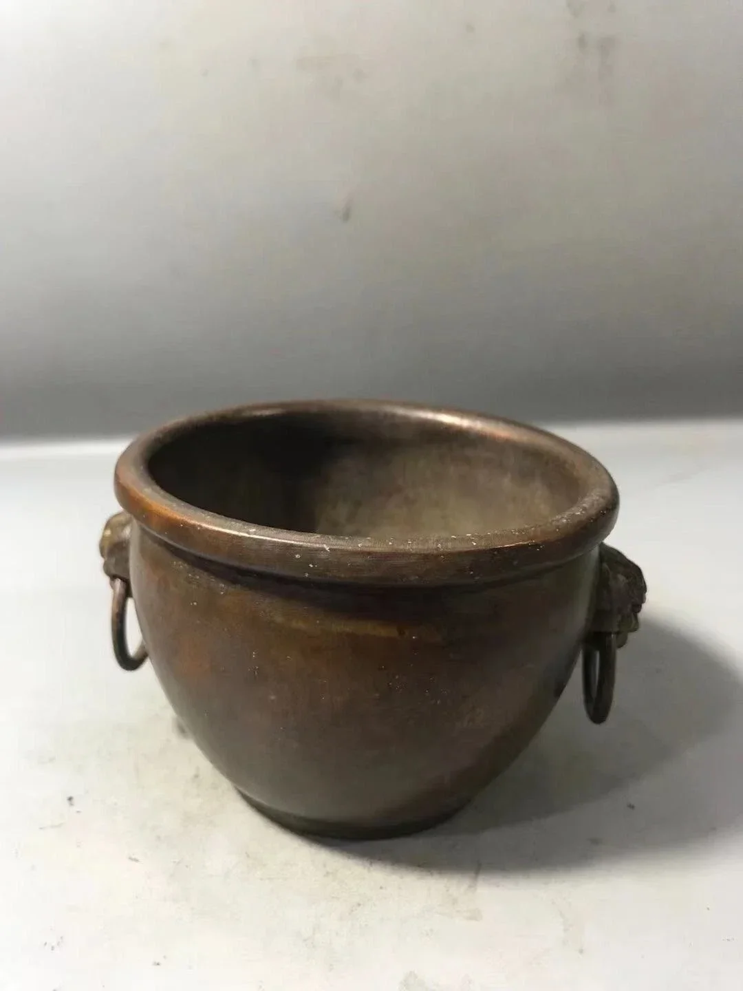 China Bronze Cylinder Figure Statue Collectable Mini Tea Pet Pot