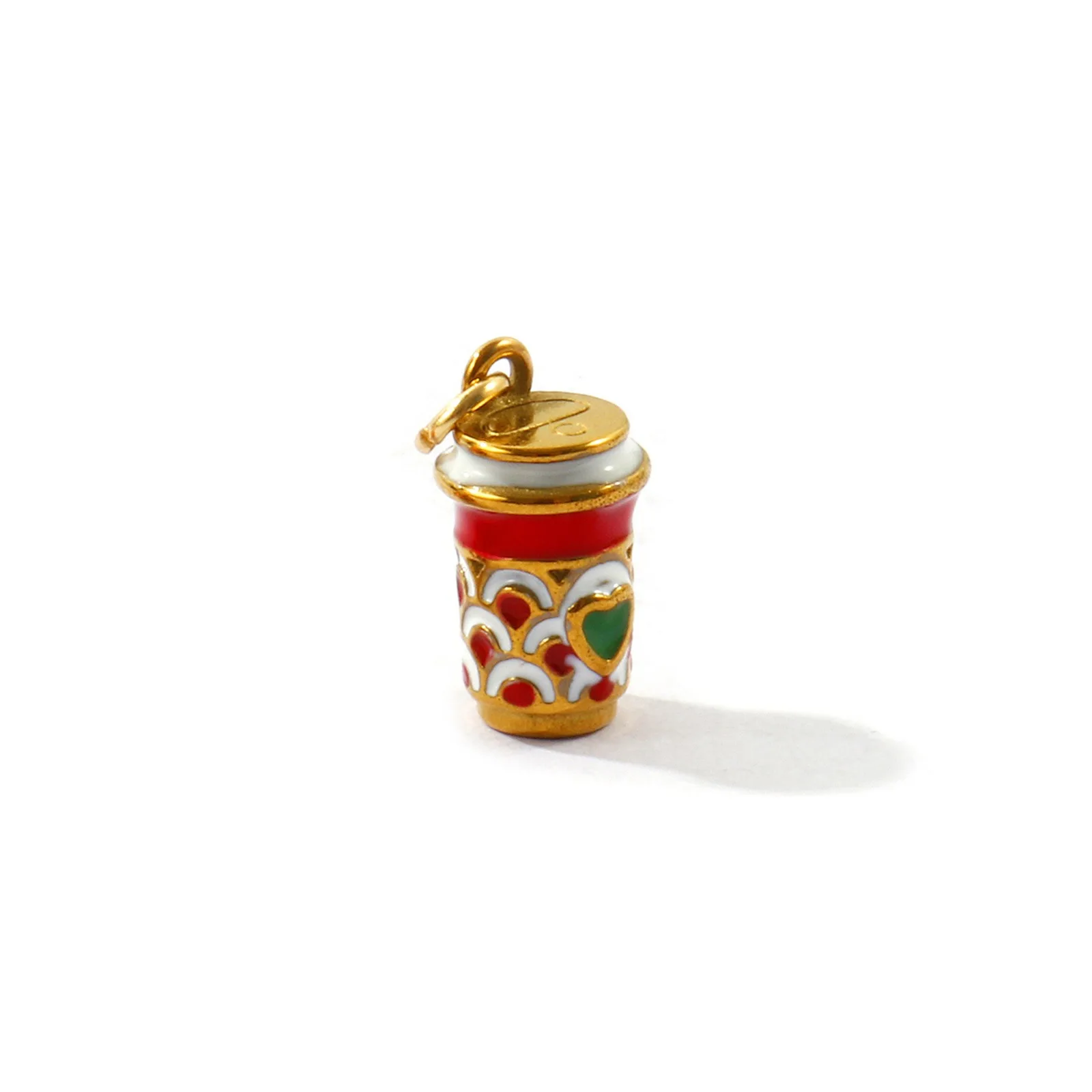 2 Stück 3D Emaille-Anhänger Donut Eiscreme Kaffeetasse Edelstahl 18K vergoldete Anhänger DIY Schmuckherstellung Halskette Großhandel – Detail 3
