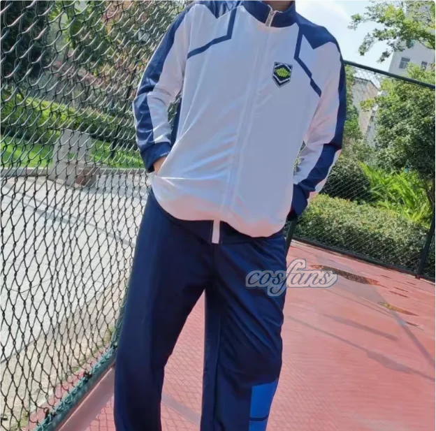 أزياء أنيمي ريو ناجي باشيرا Isagi Chigir التأثيرية بجيب كامل بسحاب ملابس رياضية بدلة رياضية مطرزة بقلنسوة بقفل أزرق