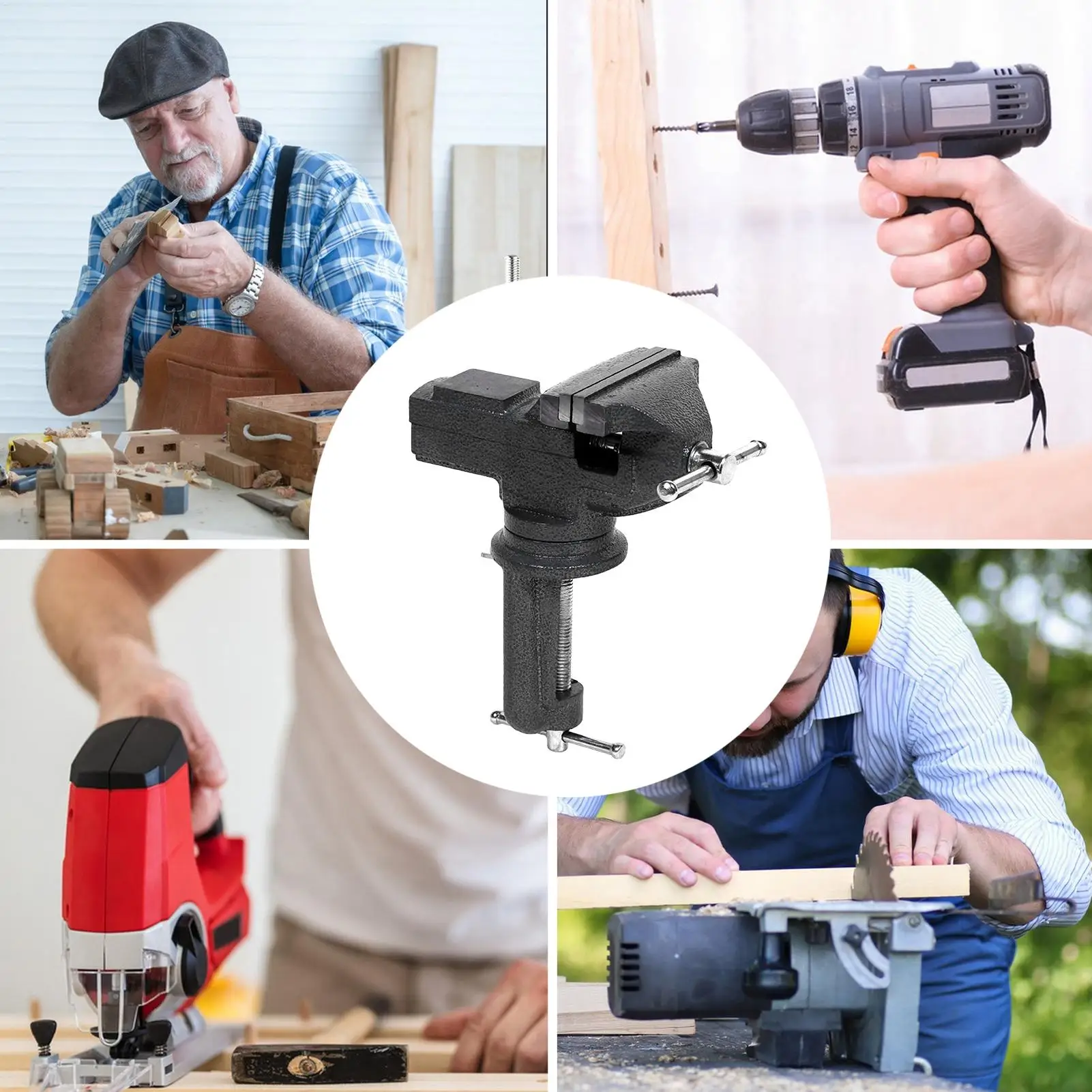 

Bench Vise Heavy Duty Woodworking Vise 360 Degree Swivel Base Table Vice Portable Fixed Tool For Home Garage Shop Workbench