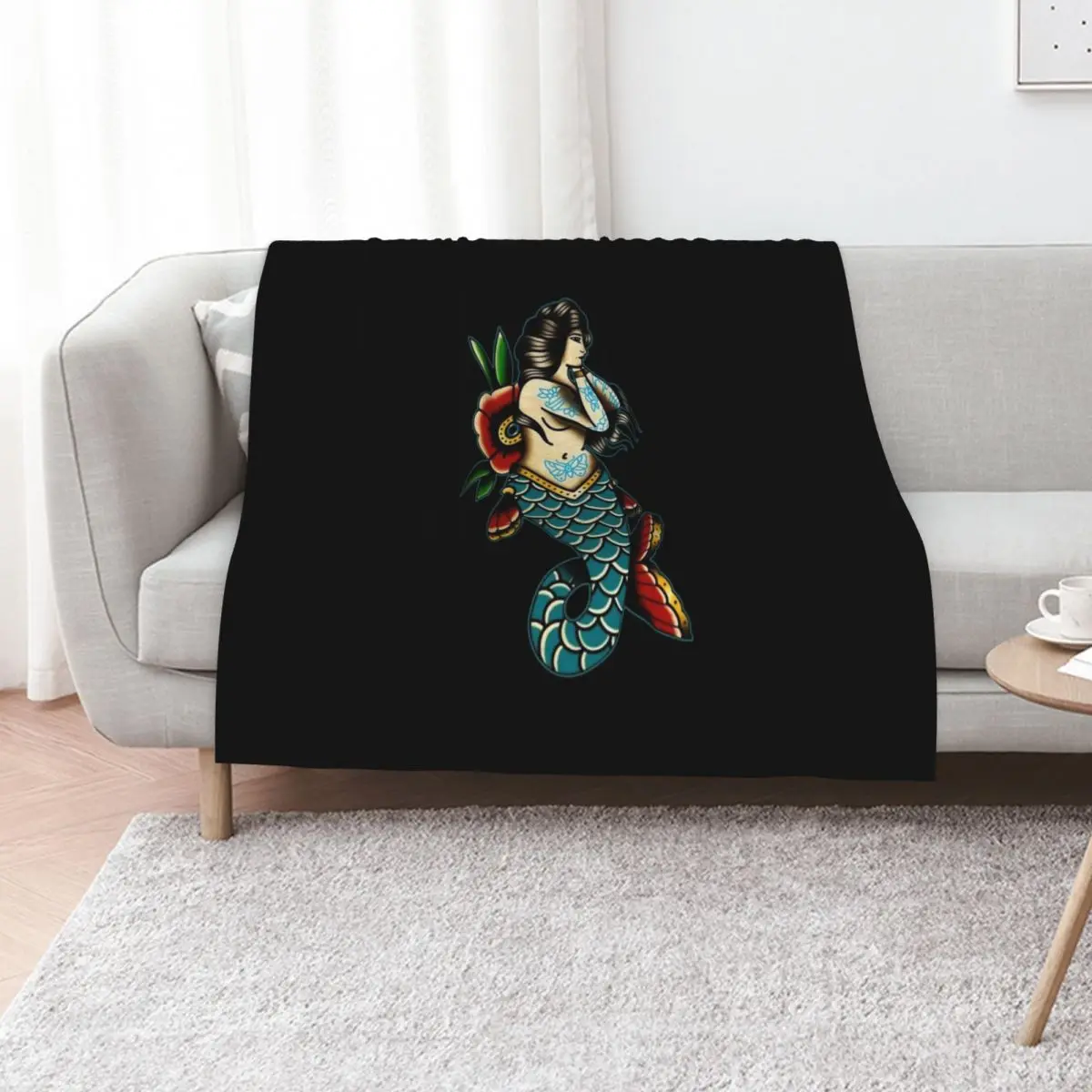 Sailor Jerry Mermaid Throw Blanket cosplay anime Polar Shaggy blankets and throws Decoratives sofa bed Blankets