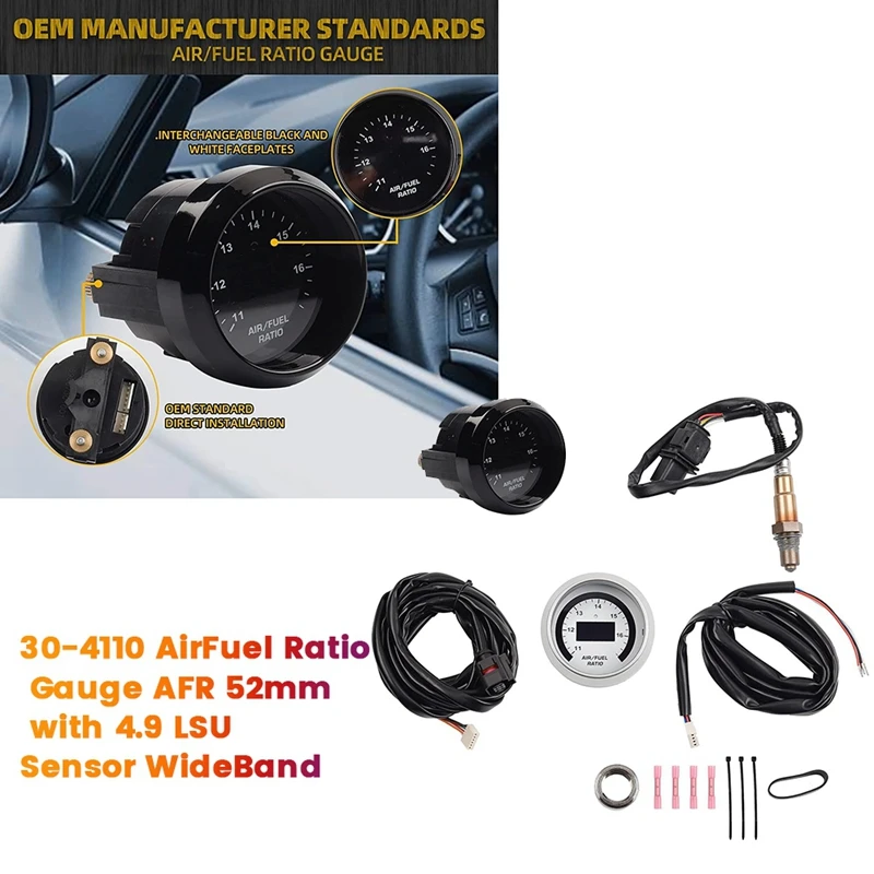 

1Set Racing Air Fuel Ratio Gauge 30-4110 AFR 52Mm Wideband O2 UEGO Controller With 4.9 LSU Oxygen Sensor 0258017025