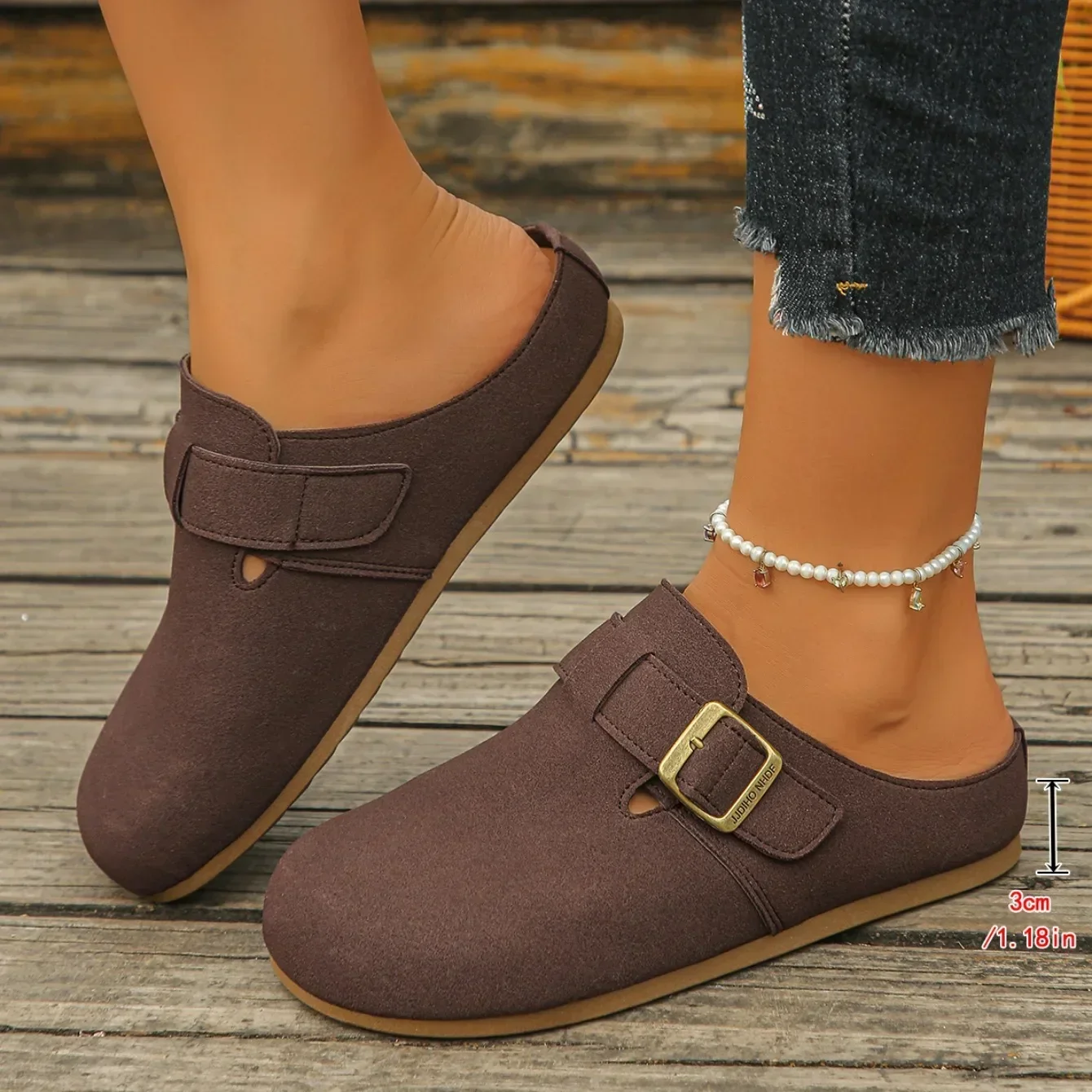 Modische Damen Wildleder-Mules Hausschuhe 2026 Damen Clogs mit Korksohle Sandalen mit Fußgewölbestütze Outdoor-Strand-Slides Hausschuhe für Damen – Detail 18