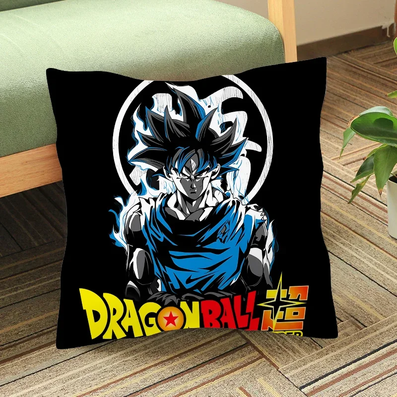 Funda de cojín de felpa de Goku de Dragon Ball Z, decoración de almohada de dibujos animados de Vegeta, funda de almohada antideslizante, decoración