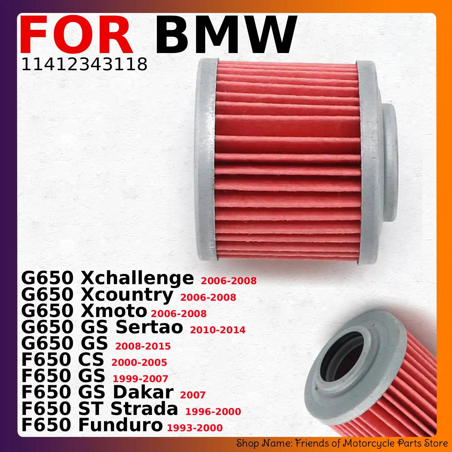 Motorcycle Engine Oil Filter For BMW G650 Xcountry GS Sertao F650 ST Strada 11412343118 For Bombardier 711256186 420256186 DS650
