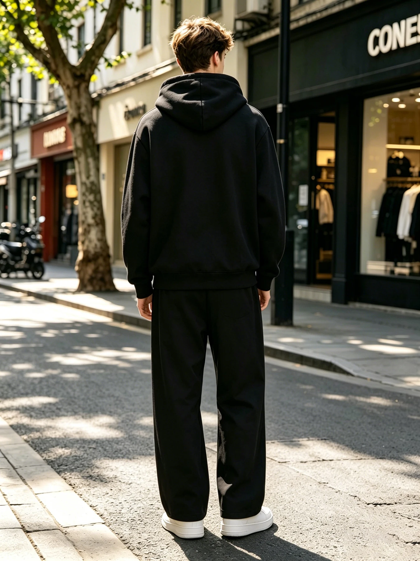 Men's Trendy Eight Pointed Star Print Two Piece Gym Set Half Zip Hoodies With Drawstring Trousers Autumn Casual Commute Outfit