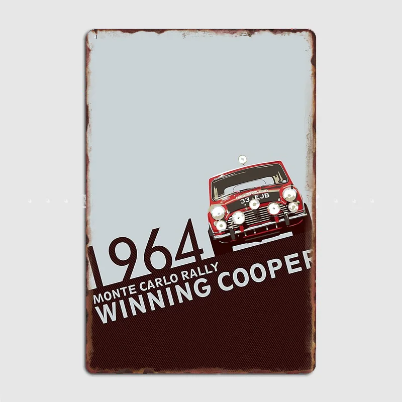 1964 Monte Carlo Rally Winning Cooper Vintage Metal Poster Sign Garage Club Indoor Wall Room Decoration Home Decor