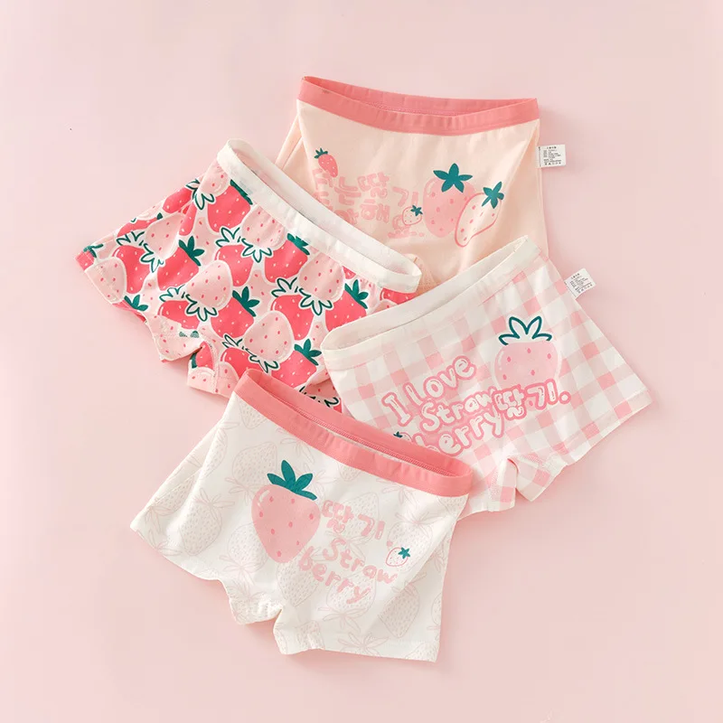 4pcs Girl Modal Boxers Children's Breathable Underpants Soft Comfortable Healthy Panties Size 90-165