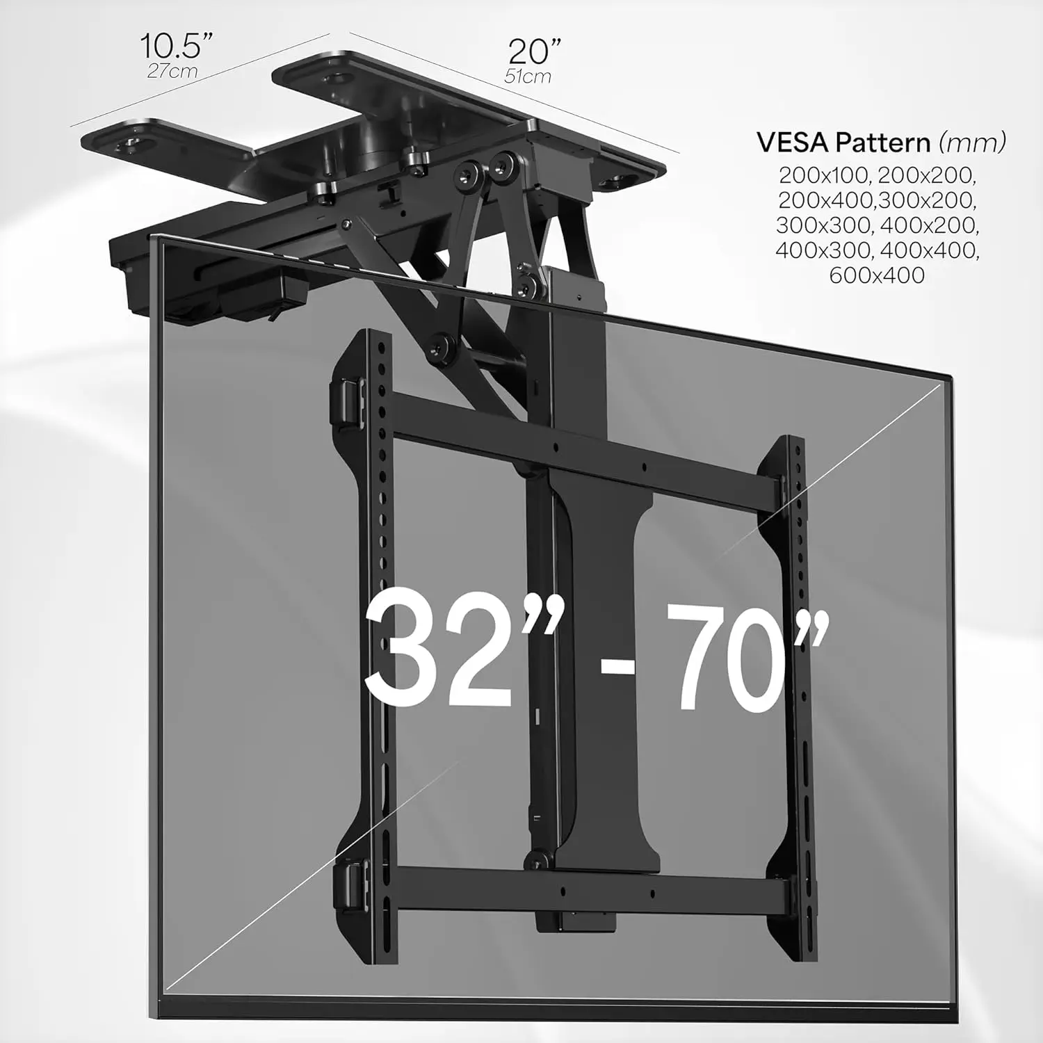 Electric Flip Down Swiveling Ceiling TV Mount for 32 to 70 inch Screens, Large Motorized Flat Ceiling VESA Mount, Master